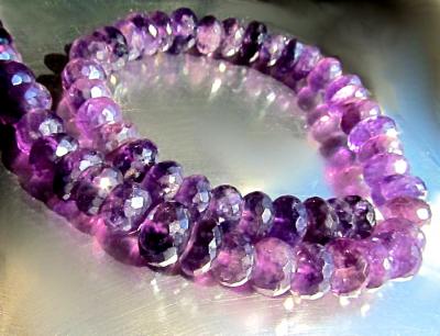 Amethyst, Purple, Rondelle, Diamond Fini