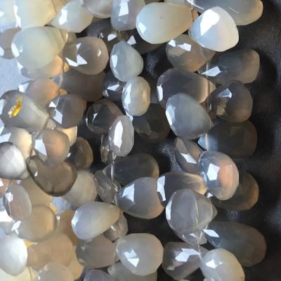 Chalcedony, Pearl and Grey, Pear, 10 mm