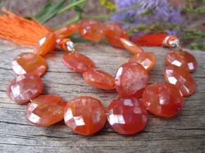 Carnelian, Coin, Diamond Finish, Disc