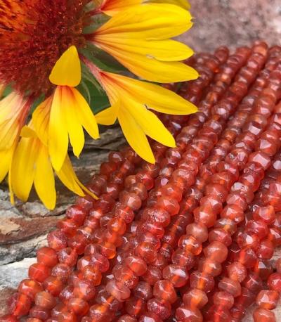 Carnelian, Rondelle, Faceted, 3 mm