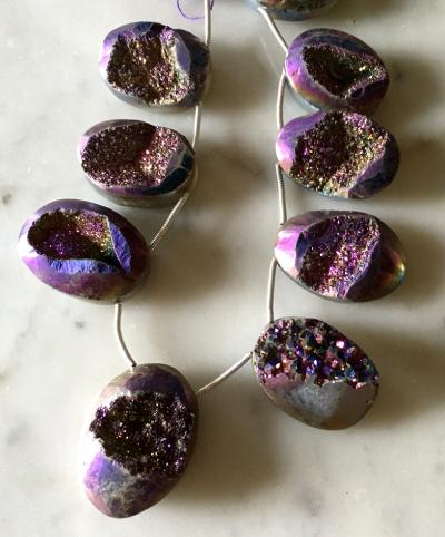 Druzy, Purple, Oval