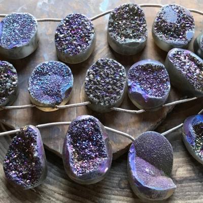 Druzy, Purple, Oval, 18mm