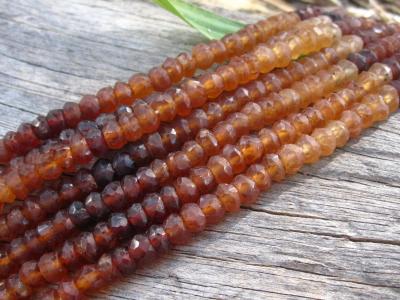 Garnet, Hessonite, Rondelle, Variegated