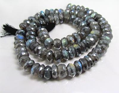 Labradorite, Grey, Rondelle, Diamond Fin