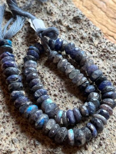 Labradorite, Blue, Rondelle, 9 mm