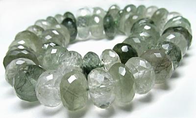 Quartz, Rutile, Green, Rondelle, LG 1MM 