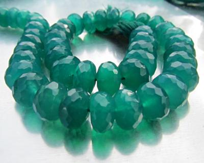 Onyx, Green, Rondelle, 9 mm