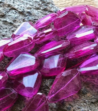 Quartz, Fuchsia, Flat Slice, 18 mm