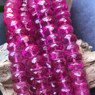 Quartz, Fuchsia, Rondelle, 9 mm