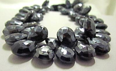 Spinel, Black, Pear, Diamond Finish, 