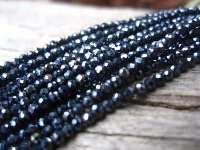 Spinel, Black, Rondelle Dia, 3mm