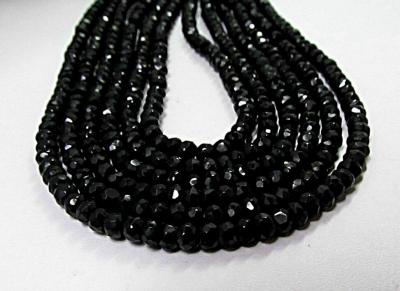 Spinel, Black, Rondelle 4mm