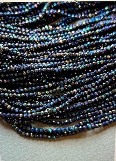 Spinel, Blue Black, Rondelle, 2 mm