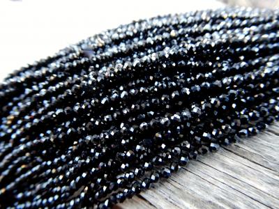 Spinel, Jet Black, Rondelle, 2 mm