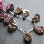 Druzy,  Pink, Pear, 16 mm
