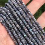 Labradorite, Blue, Diamond, Rondel, 4 mm